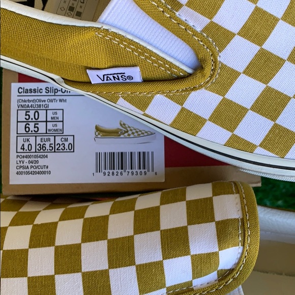 VANS CLASSIC SLIP ON CHECKERBOARD OLIVE OIL WMNS - Picture 4 of 16